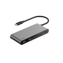 Belkin CONNECT 7v1 USB-C hub s dvojitým USB-C portem – stříbrný