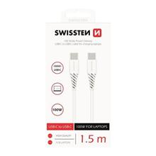 DATOVÝ KABEL SWISSTEN TPE USB-C/USB-C POWER DELIVERY 5A (100W) 1,5 M BÍLÝ