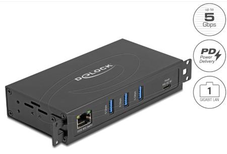 Delock 3 portový USB 5 Gbps Hub + port RJ45