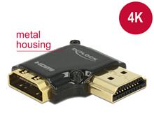Delock Adapter High Speed HDMI with Ethernet – HDMI-A female > HDMI-A male 4K 90° angled right black