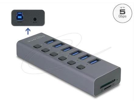 Delock Externí 6 portový rozbočovač USB 5 Gbps s