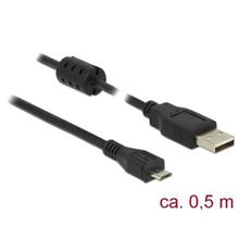 Delock Kabel USB 2.0 Typ-A samec > USB 2.0 Micro-B samec 0,5 m černý