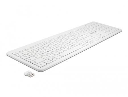 Delock USB klávesnice, bezdrátová, 2,4 GHz, bílá