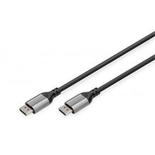 DIGITUS 8K @ 60Hz; DP tp DP Connectioncable; DP 1.4 Alu Housing; Black; 1m