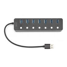 Digitus USB 3.0 rozbočovač, 7 portů, přepínač Hliníkové pouzdro, včetně zdroje 5V/2A
