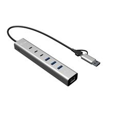 i-tec USB-C/USB-A Metal HUB 6 port (3x USB-C, 3x USB-A), LAN, Power Delivery 85W 