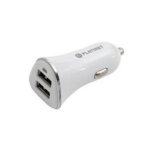 PLATINET nabíječka do auta 2xUSB 3,4A bílá + microUSB kabel 1m 