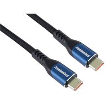 PremiumCord USB-C kabel ( USB 3.2 GEN 2x2, 5A, 100W, 20Gbit/s ) 1,5m, bavlněný oplet, černý