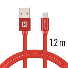 SWISSTEN DATA CABLE USB / USB-C TEXTILE 1,2M RED